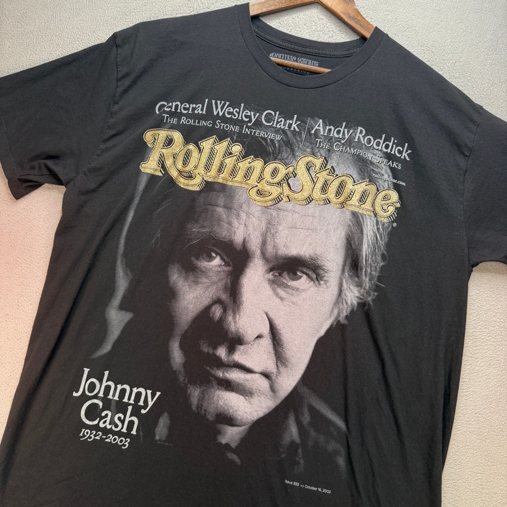 Rolling Stone Collection Johnny Cash T Shirt Mens XXL Black Cotton Graphic Tee